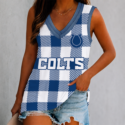FLASH SALE - NEW CUSTOMIZED NFL17 IDC INDIANAPOLIS COLTS WOMEN'S V-NECK TANK TOP