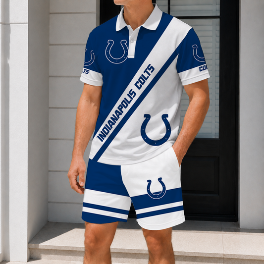 FINAL SALE - NEW CUSTOMIZED NFL17 IDC INDIANAPOLIS COLTS POLO SHIRT & SHORT PANTS SET