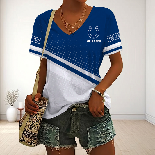 VIRAL EDITION - NEW CUSTOMIZED NFL17 IDC INDIANAPOLIS COLTS V-NECK FEMALE SHIRT
