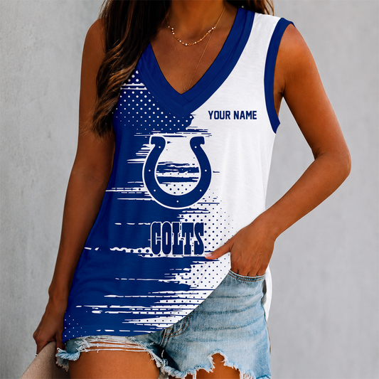 FINAL SALE - NEW CUSTOMIZED NFL17 IDC INDIANAPOLIS COLTS WOMEN'S V-NECK TANK TOP