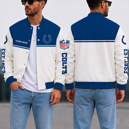 FINAL SALE - NEW CUSTOMIZED NFL17 IDC INDIANAPOLIS COLTS SATIN VARSITY & BASEBALL JACKET