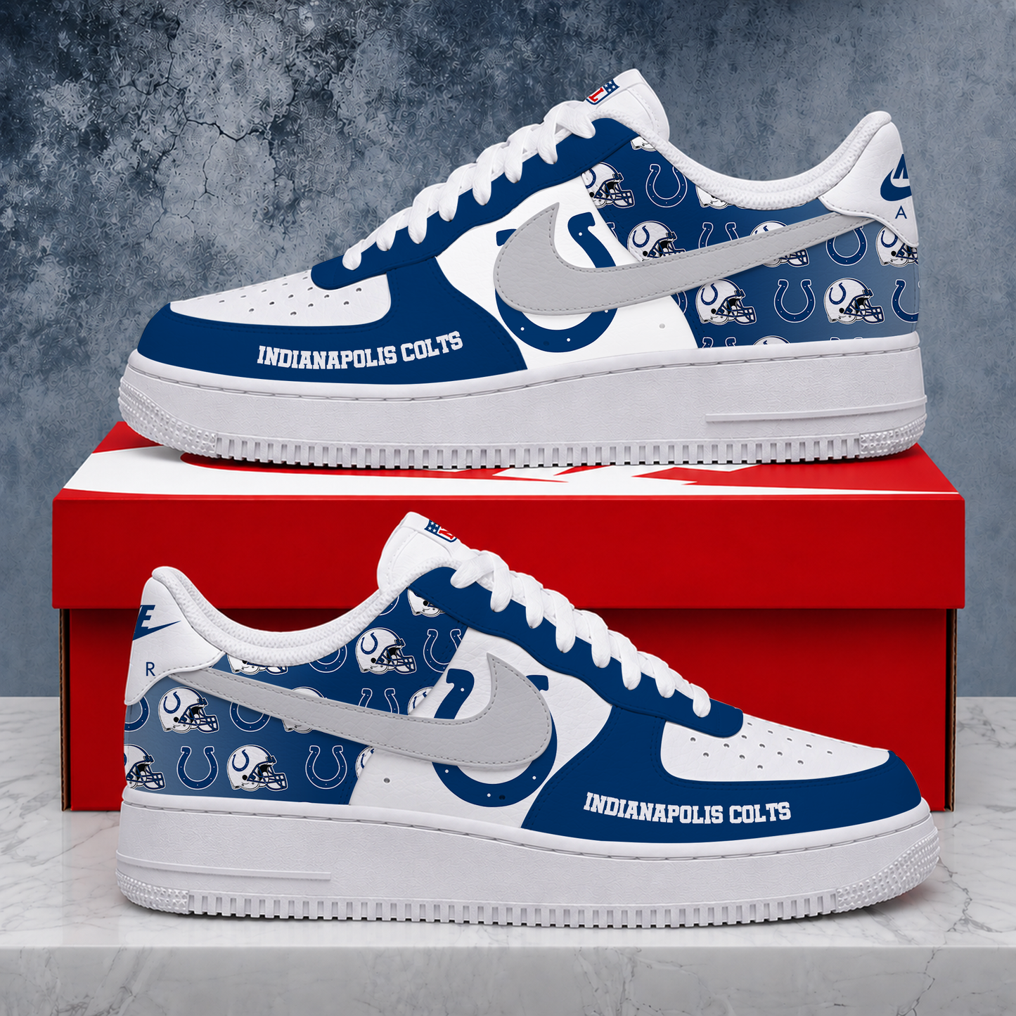 FINAL SALE - NEW CUSTOMIZED NFL17 IDC INDIANAPOLIS COLTS AF1 SHOES
