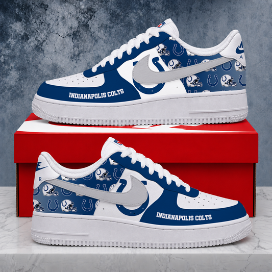 FINAL SALE - NEW CUSTOMIZED NFL17 IDC INDIANAPOLIS COLTS AF1 SHOES