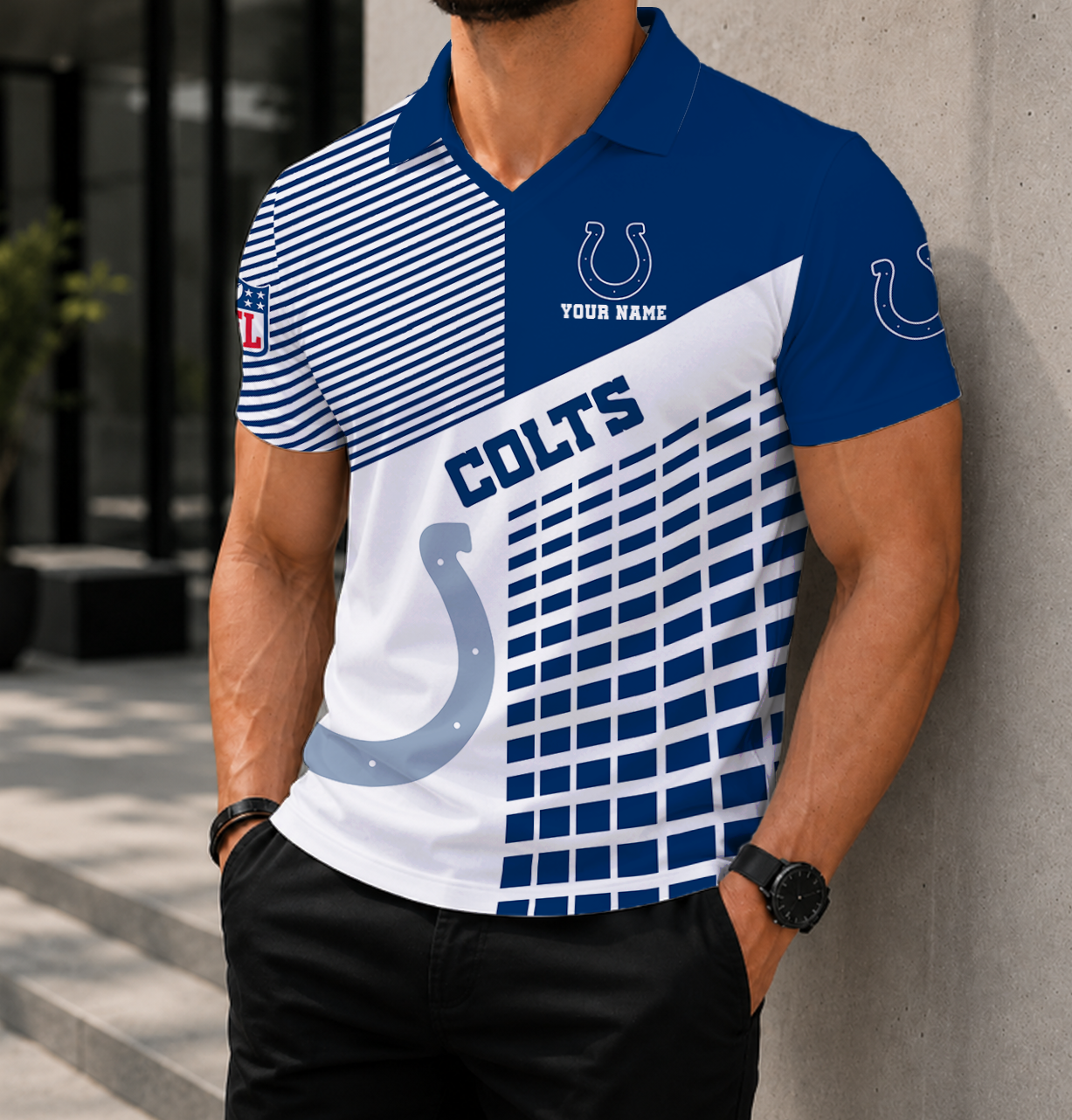 FINAL SALE - NEW CUSTOMIZED NFL17 IDC INDIANAPOLIS COLTS POLO SHIRT
