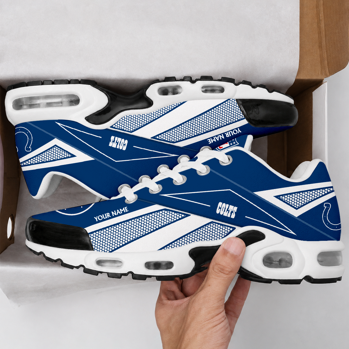 LIMITED EDITION - NEW CUSTOMIZED NFL17 IDC INDIANAPOLIS COLTS AIR MAX PLUS SNEAKERS