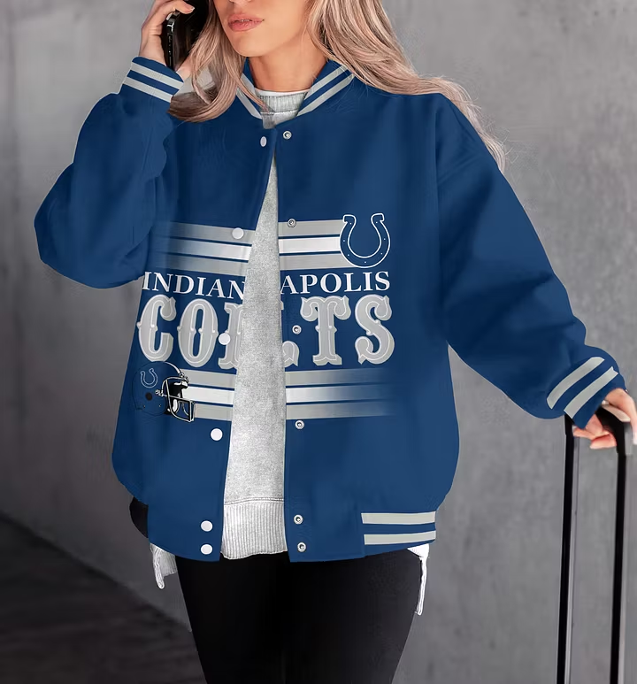 FINAL SALE - NEW CUSTOMIZED NFL17 IDC INDIANAPOLIS COLTS SATIN VARSITY & BASEBALL JACKET