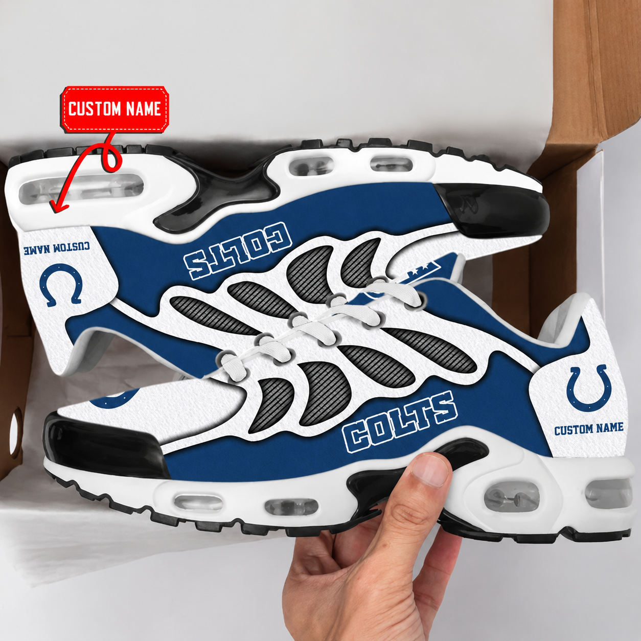 HOT DEAL - NEW CUSTOMIZED NFL17 IDC INDIANAPOLIS COLTS AIR MAX PLUS SNEAKERS