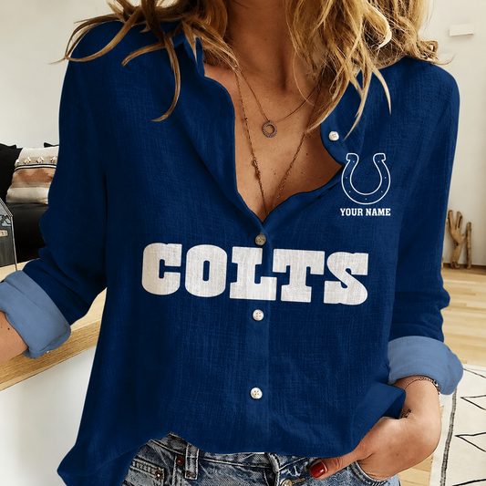 FINAL SALE - NEW CUSTOMIZED NFL17 IDC INDIANAPOLIS COLTS WOMEN CASUAL SHIRT