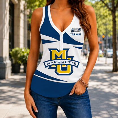 VIRAL EDITION - NEW CUSTOMIZED NCAA MAM17 MGE MARQUETTE GOLDEN EAGLES WOMEN'S V-NECK TANK TOP