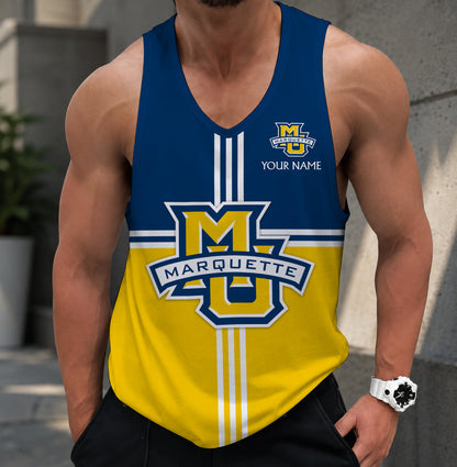 SPECIAL EDTION - NEW CUSTOMIZED NCAA MAM17 MGE MARQUETTE GOLDEN EAGLES STRAPPY UNISEX TANK TOP