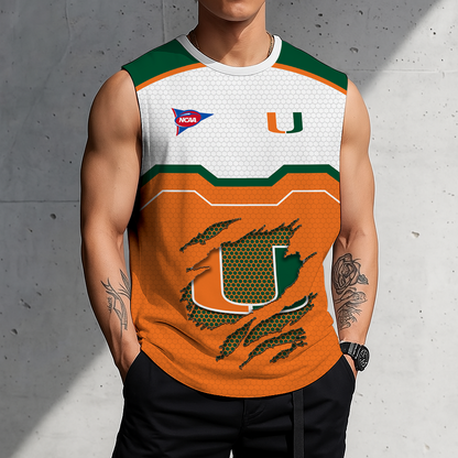 SPECIAL EDITION - NEW CUSTOMIZED NCAA FBS17 MIH MIAMI HURRICANES MEN'S GYM SHIRT