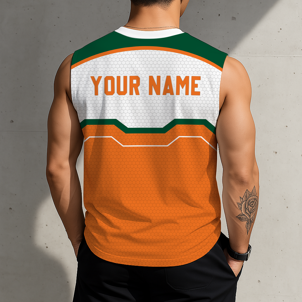 SPECIAL EDITION - NEW CUSTOMIZED NCAA FBS17 MIH MIAMI HURRICANES MEN'S GYM SHIRT