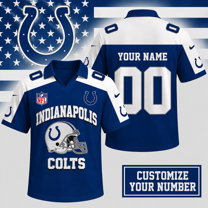HOT DEAL - NEW CUSTOMIZED NFL17 IDC INDIANAPOLIS COLTS POLO SHIRT