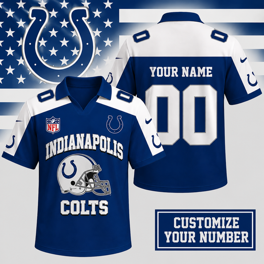 HOT DEAL - NEW CUSTOMIZED NFL17 IDC INDIANAPOLIS COLTS POLO SHIRT