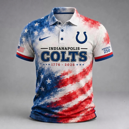 LIMITED EDITION - NEW CUSTOMIZED NFL17 IDC INDIANAPOLIS COLTS USA 250TH ANNIVERSARY POLO SHIRT, ZIP POLO SHIRT & T-SHIRTS