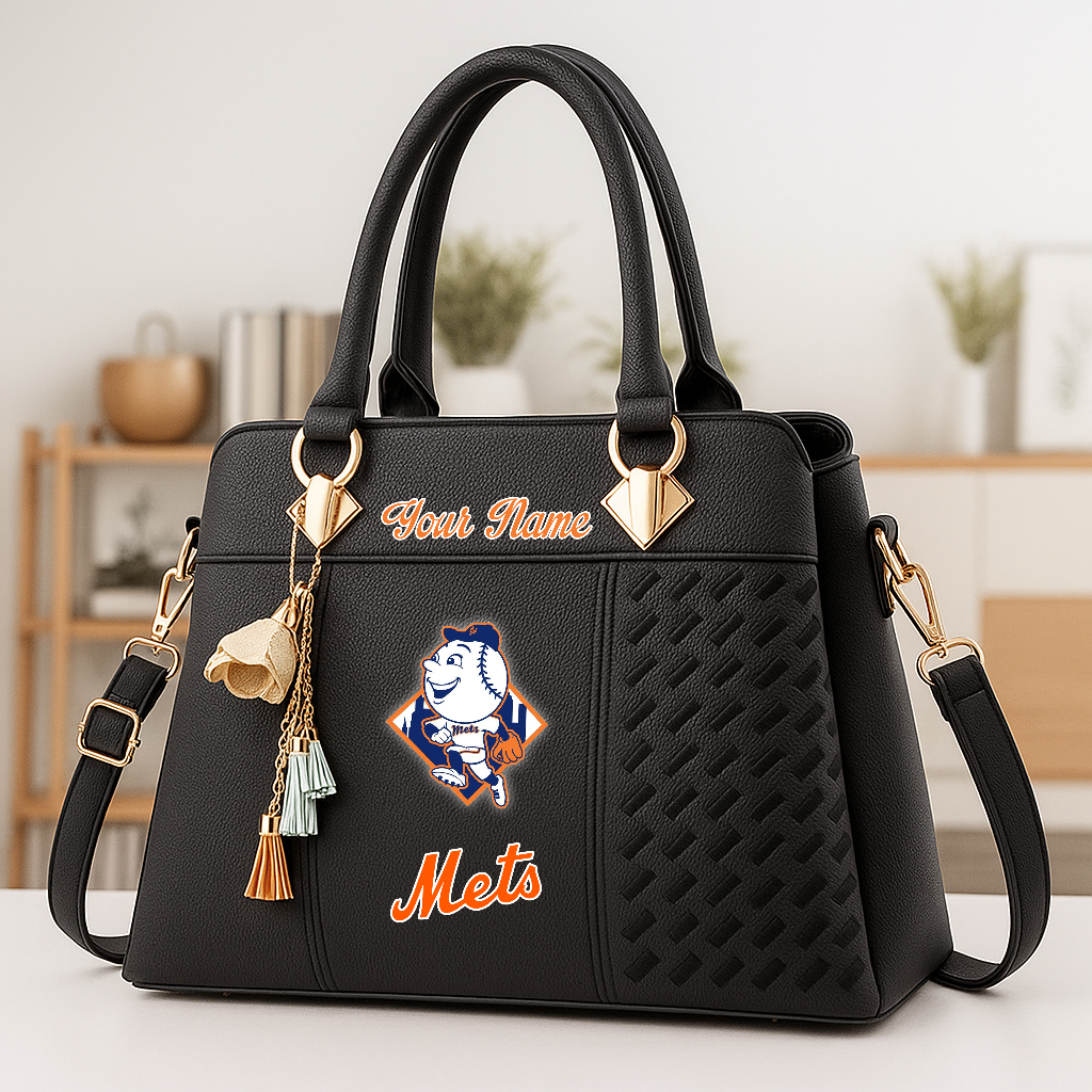 LIMITED EDITION - NEW CUSTOMIZED MLB17 NYM NY METS ZIP HANDBAG MULTICOLOR