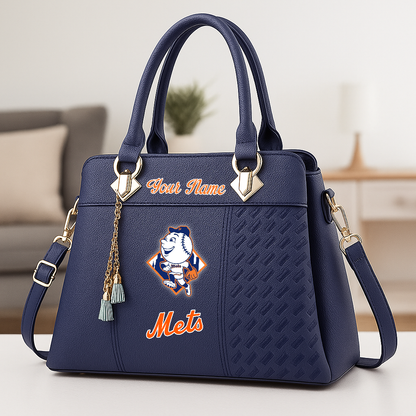 LIMITED EDITION - NEW CUSTOMIZED MLB17 NYM NY METS ZIP HANDBAG MULTICOLOR
