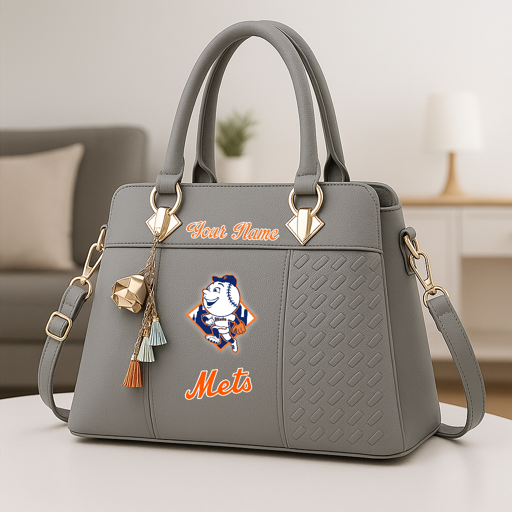 LIMITED EDITION - NEW CUSTOMIZED MLB17 NYM NY METS ZIP HANDBAG MULTICOLOR