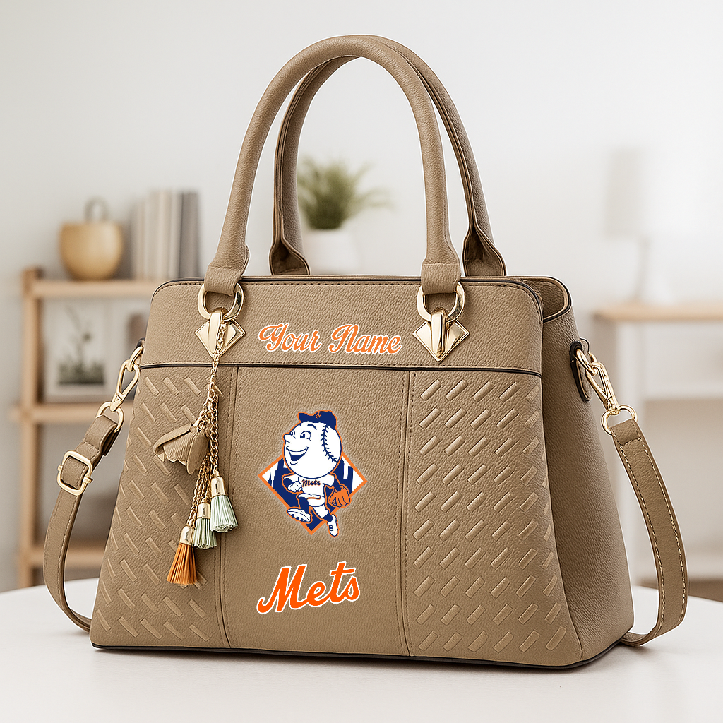 LIMITED EDITION - NEW CUSTOMIZED MLB17 NYM NY METS ZIP HANDBAG MULTICOLOR