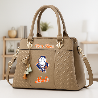 LIMITED EDITION - NEW CUSTOMIZED MLB17 NYM NY METS ZIP HANDBAG MULTICOLOR