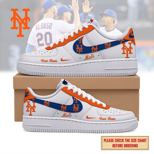 FINAL SALE - NEW CUSTOMIZED MLB17 NYM NEW YORK METS AF1 SHOES