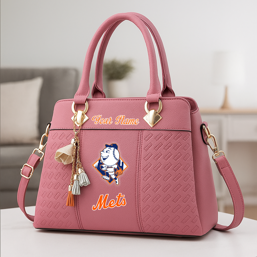 LIMITED EDITION - NEW CUSTOMIZED MLB17 NYM NY METS ZIP HANDBAG MULTICOLOR