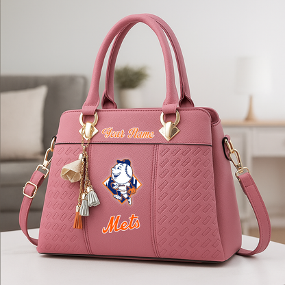 LIMITED EDITION - NEW CUSTOMIZED MLB17 NYM NY METS ZIP HANDBAG MULTICOLOR