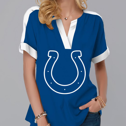 FINAL SALE - NEW CUSTOMIZED NFL17 IDC INDIANAPOLIS COLTS V-NECK FEMALE SHIRT
