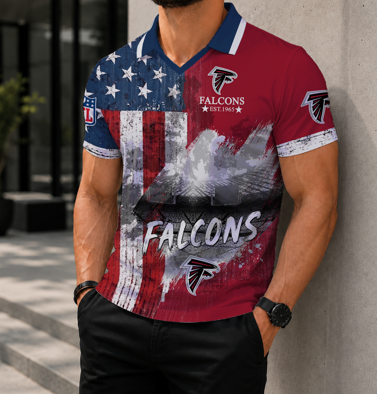 FINAL SALE - NEW CUSTOMIZED NFL18 ATF ATLANTA FALCONS POLO SHIRT