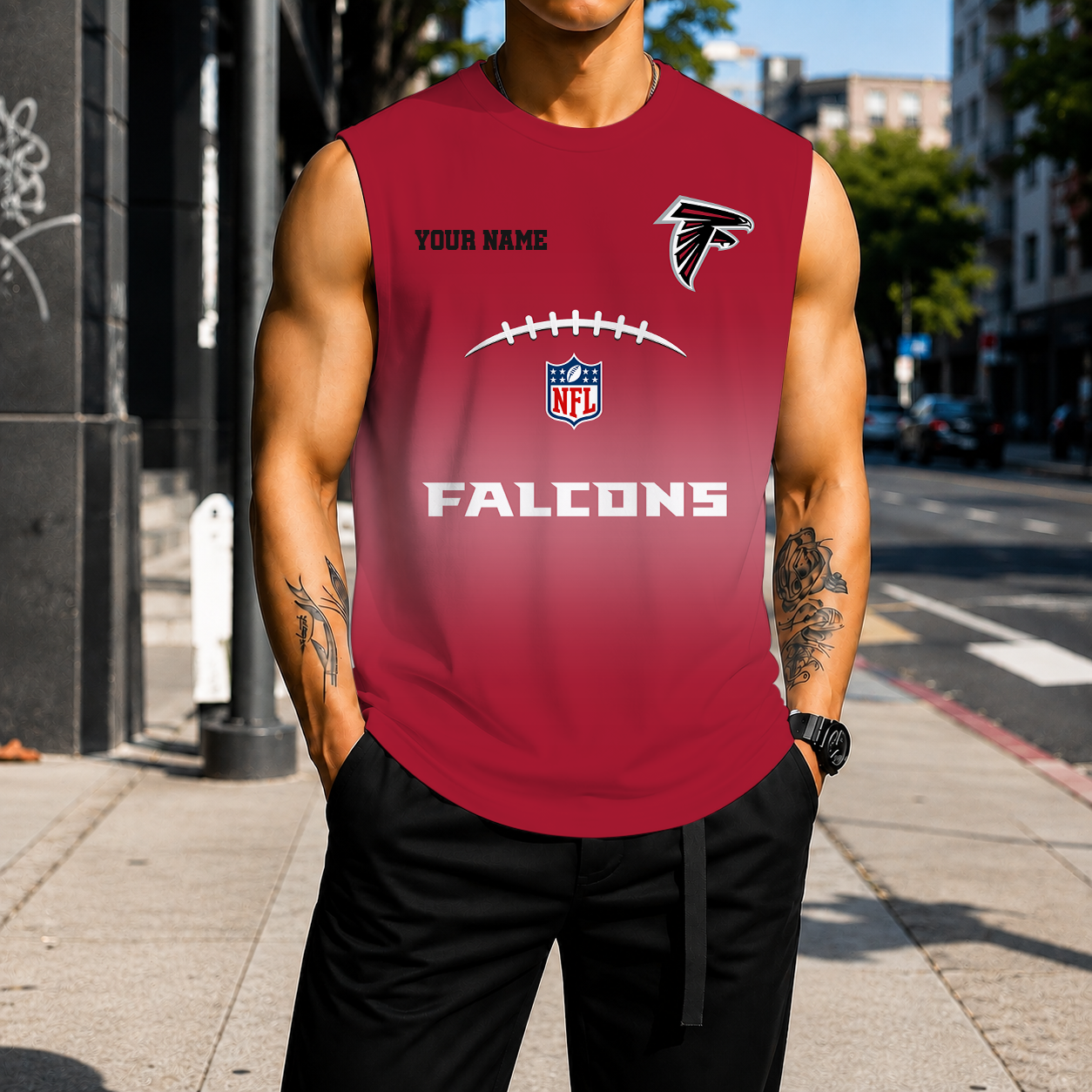 VIRAL EDITION - NEW CUSTOMIZED NFL18 ATF ATLANTA FALCONS MEN'S GYM SHIRT