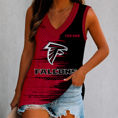 FINAL SALE - NEW CUSTOMIZED NFL18 ATF ATLANTA FALCONS WOMEN'S V-NECK TANK TOP