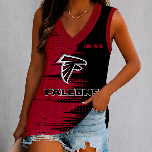FINAL SALE - NEW CUSTOMIZED NFL18 ATF ATLANTA FALCONS WOMEN'S V-NECK TANK TOP