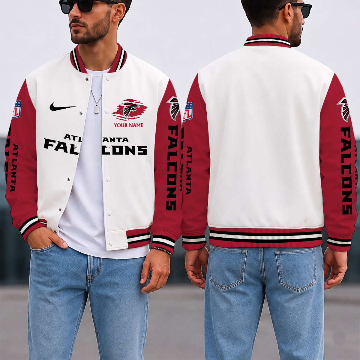 SPECIAL EDITION - NEW CUSTOMIZED NFL18 ATF ATLANTA FALCONS SATIN VARSITY & BASEBALL JACKET