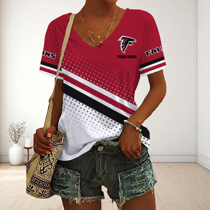 VIRAL EDITION - NEW CUSTOMIZED NFL18 ATF ATLANTA FALCONS V-NECK FEMALE SHIRT