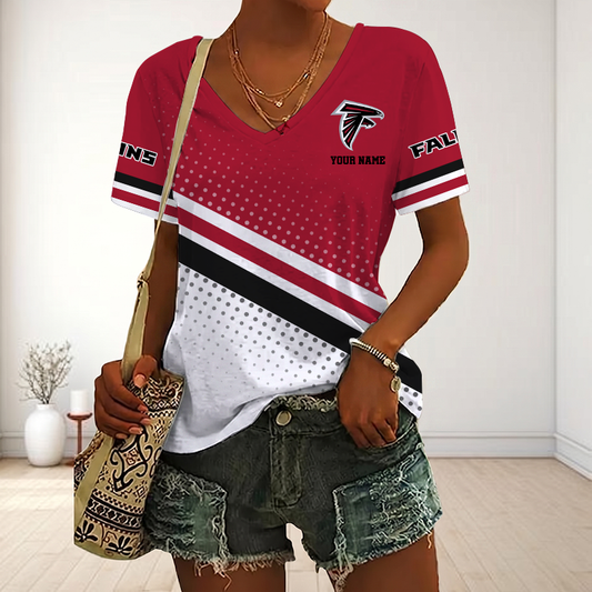 VIRAL EDITION - NEW CUSTOMIZED NFL18 ATF ATLANTA FALCONS V-NECK FEMALE SHIRT