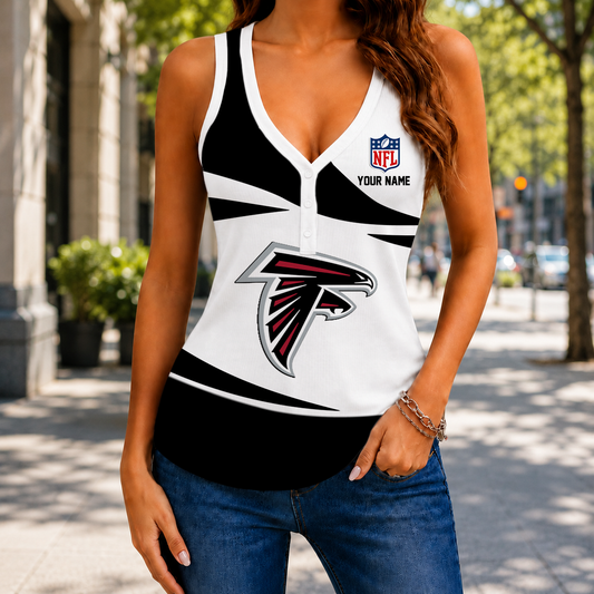 FINAL SALE - NEW CUSTOMIZED NFL18 ATF ATLANTA FALCONS WOMEN'S V-NECK TANK TOP