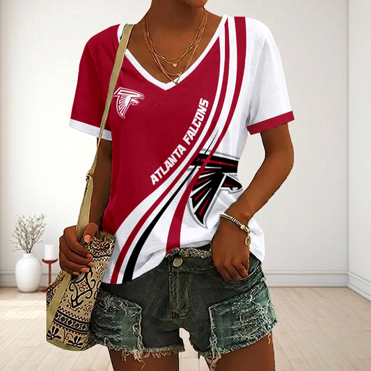 LIMITED EDITION - NEW CUSTOMIZED NFL18 ATF ATLANTA FALCONS V-NECK FEMALE SHIRT