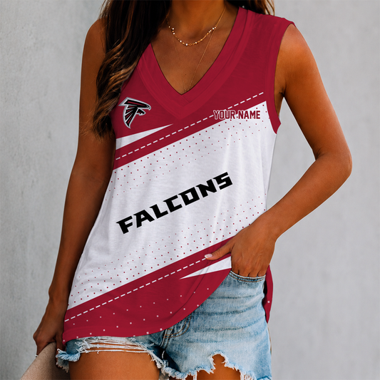 VIRAL EDITION - NEW CUSTOMIZED NFL18 ATF ATLANTA FALCONS WOMEN'S V-NECK TANK TOP