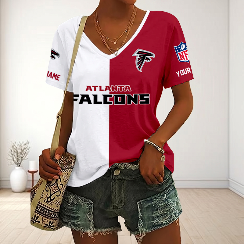 VIRAL EDITION - NEW CUSTOMIZED NFL18 ATF ATLANTA FALCONS V-NECK FEMALE SHIRT