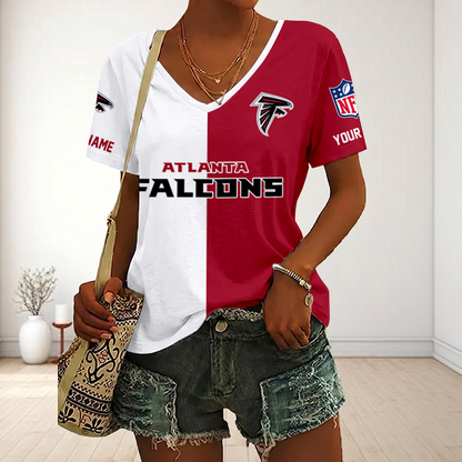 VIRAL EDITION - NEW CUSTOMIZED NFL18 ATF ATLANTA FALCONS V-NECK FEMALE SHIRT
