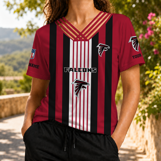 FINAL SALE - NEW CUSTOMIZED NFL18 ATF ATLANTA FALCONS V-NECK SHIRT
