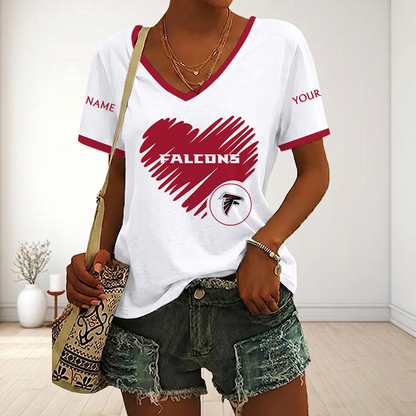 LIMITED EDITION - NEW CUSTOMIZED NFL18 ATF ATLANTA FALCONS V-NECK FEMALE SHIRT