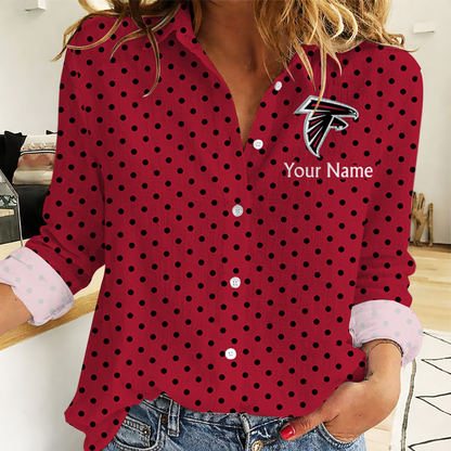 SPECIAL EDITION - NEW CUSTOMIZED NFL18 ATF ATLANTA FALCONS WOMEN CASUAL SHIRT