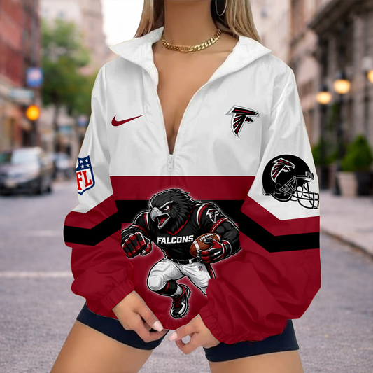 FINAL SALE - NEW CUSTOMIZED NFL18 ATF ATLANTA FALCONS V-NECK ZIPPER SWEATSHIRT JACKET
