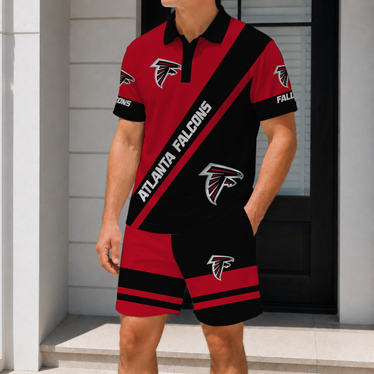 FINAL SALE - NEW CUSTOMIZED NFL18 ATF ATLANTA FALCONS POLO SHIRT & SHORT PANTS SET