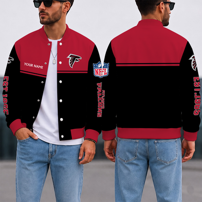 FINAL SALE - NEW CUSTOMIZED NFL18 ATF ATLANTA FALCONS SATIN VARSITY & BASEBALL JACKET