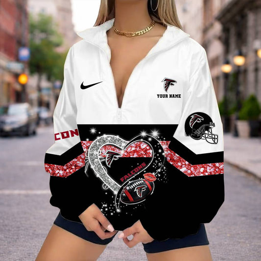 FINAL SALE - NEW CUSTOMIZED NFL18 ATF ATLANTA FALCONS V-NECK ZIPPER SWEATSHIRT JACKET