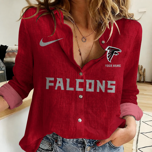 FINAL SALE - NEW CUSTOMIZED NFL18 ATF ATLANTA FALCONS WOMEN CASUAL SHIRT