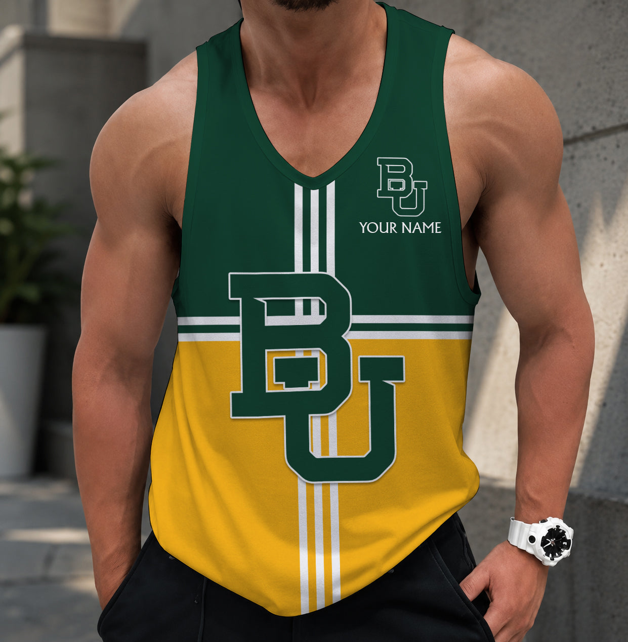 SPECIAL EDTION - NEW CUSTOMIZED NCAA MAM18 BAB BAYLOR BEARS STRAPPY UNISEX TANK TOP