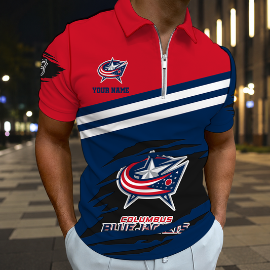 VIRAL EDITION - NEW CUSTOMIZED NHL18 CBJ COLUMBUS BLUE JACKETS T-SHIRT, POLO SHIRT, ZIP POLO SHIRT, SWEATSHIRT, HOODIE & ZIP HOODIE
